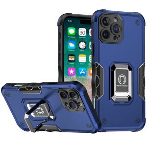 For iPhone 16 Pro Max 6.9 inch OPTIMUM Magnetic Ring Stand Hybrid Case Cover - Blue