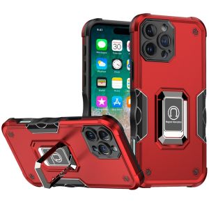For iPhone 16 Pro Max 6.9 inch OPTIMUM Magnetic Ring Stand Hybrid Case Cover - Red