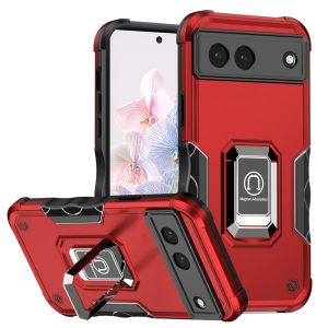 For Google Pixel 7 OPTIMUM Magnetic Ring Stand Hybrid Case Cover - Red