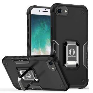 For iPhone 16E / SE4 OPTIMUM Magnetic Ring Stand Hybrid Case Cover - Black