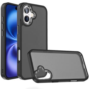 For iPhone 17 Polished Oil Thick Acrylic Metal Button Hybrid Case Cover - Black