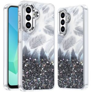 For Samsung A16 5G Epoxy Glitter Shimmer [Magnetic Circle] Hybrid Case - Black
