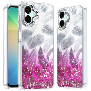 For Samsung A06 Epoxy Glitter Shimmer [Magnetic Circle] Hybrid Case - Hot Pink