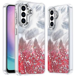 For Samsung Galaxy A26 Epoxy Glitter Shimmer Hybrid Case - Red