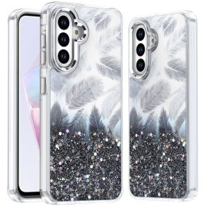 For Samsung Galaxy A36 Epoxy Glitter Shimmer Hybrid Case - Black