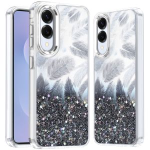 For Samsung Galaxy s25 Edge Epoxy Glitter Shimmer [Magnetic Circle] Hybrid Case - Black