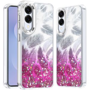 For Samsung Galaxy s25 Edge Epoxy Glitter Shimmer [Magnetic Circle] Hybrid Case - Hot Pink