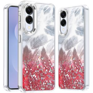 For Samsung Galaxy s25 Edge Epoxy Glitter Shimmer [Magnetic Circle] Hybrid Case - Red
