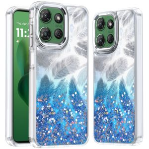 For Motorola Moto G Power 5G 2025 Epoxy Glitter Shimmer Hybrid Case - Dark Blue