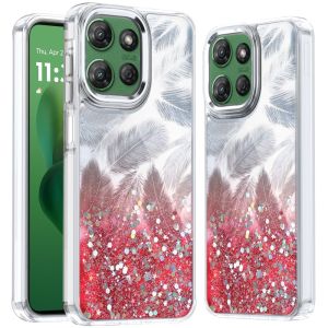 For Motorola Moto G Power 5G 2025 Epoxy Glitter Shimmer Hybrid Case - Red
