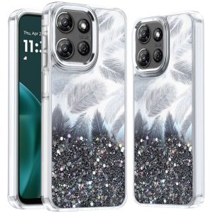 For Moto G Stylus 5G 2025 Epoxy Glitter Shimmer [Magnetic Circle] Hybrid Case - Black