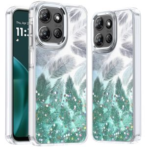 For Moto G Stylus 5G 2025 Epoxy Glitter Shimmer [Magnetic Circle] Hybrid Case - Light Green