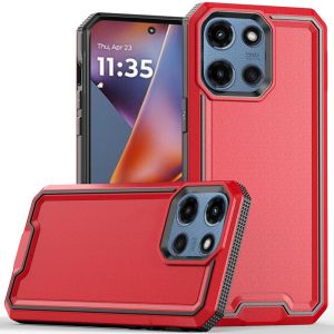 For Motorola Moto G 5G 2025 Rank Tough Strong Modern Fused Hybrid Case Cover - Red