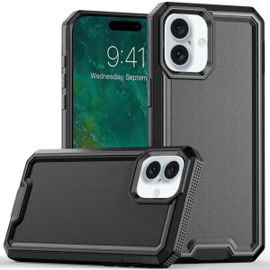 For iPhone 16 6.1 inch Rank Tough Strong Modern Fused Hybrid Case Cover - Black