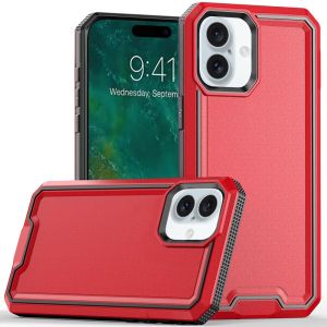 For iPhone 16 6.1 inch Rank Tough Strong Modern Fused Hybrid Case Cover - Red
