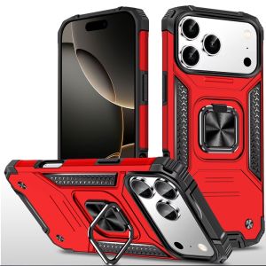 For iPhone 17 Pro Max Robust Magnetic Kickstand Hybrid Case Cover - Red
