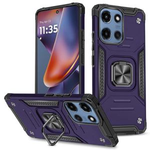 For Motorola Moto G 5G 2025 Robust Magnetic Kickstand Hybrid Case Cover - Dark Purple