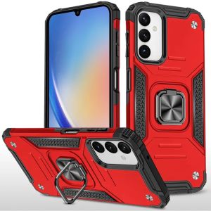 For Samsung A35 5g Robust Magnetic Kickstand Hybrid Case Cover - Red