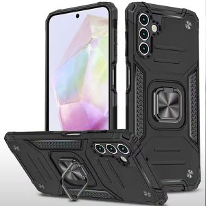 For Samsung Galaxy A36 Robust Magnetic Kickstand Hybrid Case Cover - Black