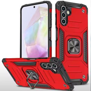 For Samsung Galaxy A36 Robust Magnetic Kickstand Hybrid Case Cover - Red