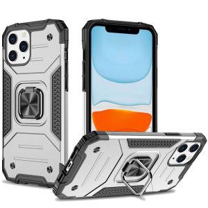 For iP15 Pro Max Robust Magnetic Kickstand Hybrid Case Cover - Silver
