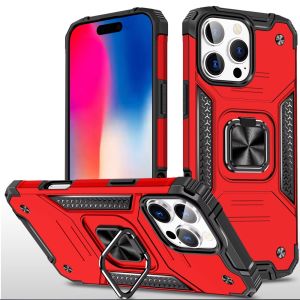 For iPhone 16 Pro 6.3 inch Robust Magnetic Kickstand Hybrid Case Cover - Red