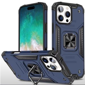 For iPhone 16 Pro Max 6.9 inch Robust Magnetic Kickstand Hybrid Case Cover - Blue