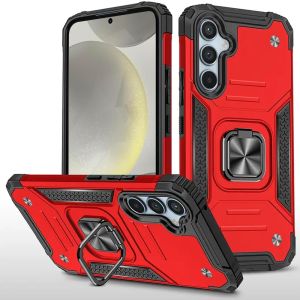 For Samsung s25/s24 Robust Magnetic Kickstand Hybrid Case Cover - Red