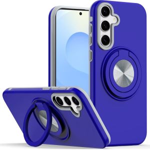 For Moto G Power 2026/2025 Metal CD Pattern Matte Finished Hybrid with Rotational Ring [Car Mount Friendly] Case - Blue