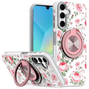 For Samsung A16 5G Metal Diamond CD Pattern Design Matte Finished Hybrid with Rotational Ring [Car Mount Friendly] Case - 11