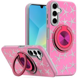 For Samsung A16 5G Metal Diamond CD Pattern Design Matte Finished Hybrid with Rotational Ring [Car Mount Friendly] Case - 1