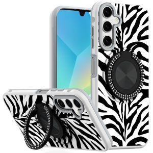 For Samsung A16 5G Metal Diamond CD Pattern Design Matte Finished Hybrid with Rotational Ring [Car Mount Friendly] Case - 3