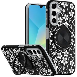 For Samsung A16 5G Metal Diamond CD Pattern Design Matte Finished Hybrid with Rotational Ring [Car Mount Friendly] Case - 7