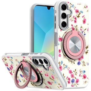 For Samsung A16 5G Metal Diamond CD Pattern Design Matte Finished Hybrid with Rotational Ring [Car Mount Friendly] Case - 8