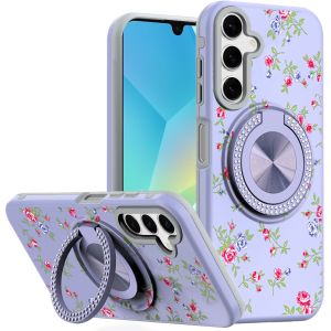 For Samsung A16 5G Metal Diamond CD Pattern Design Matte Finished Hybrid with Rotational Ring [Car Mount Friendly] Case - 9
