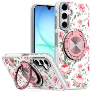 For Samsung A17 5G Metal Diamond CD Pattern Design Matte Finished Hybrid with Rotational Ring [Car Mount Friendly] Case - 11
