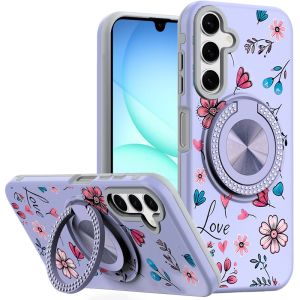 For Samsung A17 5G Metal Diamond CD Pattern Design Matte Finished Hybrid with Rotational Ring [Car Mount Friendly] Case - 13