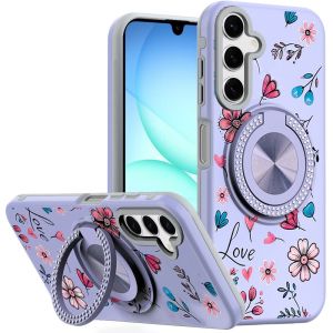 For Samsung A17 5G Metal Diamond CD Pattern Design Matte Finished Hybrid with Rotational Ring [Car Mount Friendly] Case - 13