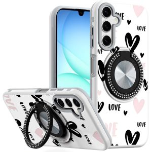 For Samsung A17 5G Metal Diamond CD Pattern Design Matte Finished Hybrid with Rotational Ring [Car Mount Friendly] Case - 2