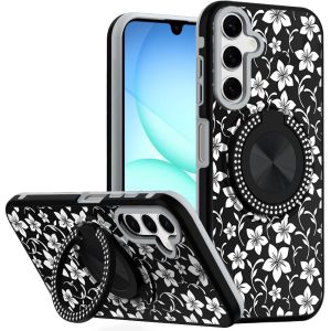 For Samsung A17 5G Metal Diamond CD Pattern Design Matte Finished Hybrid with Rotational Ring [Car Mount Friendly] Case - 7