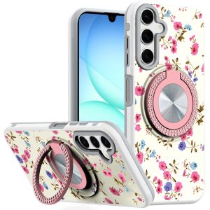 For Samsung A17 5G Metal Diamond CD Pattern Design Matte Finished Hybrid with Rotational Ring [Car Mount Friendly] Case - 8
