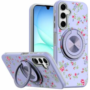 For Samsung A17 5G Metal Diamond CD Pattern Design Matte Finished Hybrid with Rotational Ring [Car Mount Friendly] Case - 9
