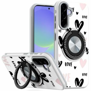 For Samsung Galaxy A37 / A36 Metal Diamond CD Pattern Design Matte Finished Hybrid with Rotational Ring [Car Mount Friendly] Case - 2