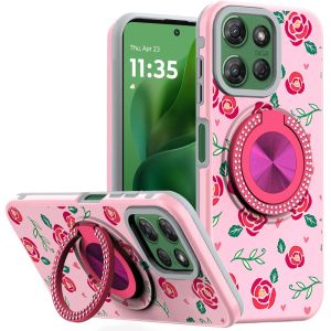For Moto G Power 2026/2025 Metal Diamond CD Pattern Design Matte Finished Hybrid with Rotational Ring [Car Mount Friendly] Case - 10