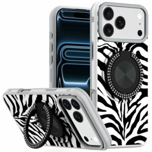 For Apple iPhone 18 Pro Metal Diamond CD Pattern Design Matte Finished Hybrid with Rotational Ring [Car Mount Friendly] Case - 3