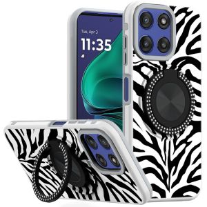 For Moto G Stylus 5G 2025 Metal Diamond CD Pattern Design Matte Finished Hybrid with Rotational Ring [Car Mount Friendly] Case - 3