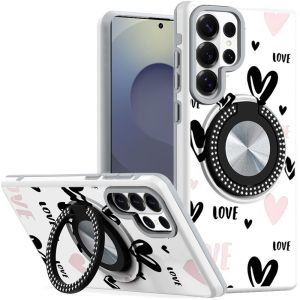 For Samsung s26 Ultra Metal Diamond CD Pattern Design Matte Finished Hybrid with Rotational Ring [Car Mount Friendly] Case - 2