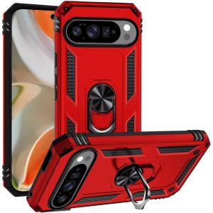 For Google Pixel 10 Pro XL Ring Magnetic Kickstand Hybrid Case Cover - Red