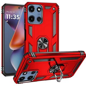 For Moto G 5G 2025/2026 - G Play 2026 - Ring Magnetic Kickstand Hybrid Case Cover - Red