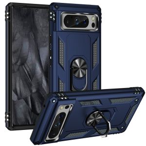 For Google Pixel 8 Pro 5G Ring Magnetic Kickstand Hybrid Case Cover - Blue